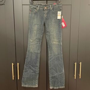 Seven7 Women's Faded Blue Wide Leg Jeans